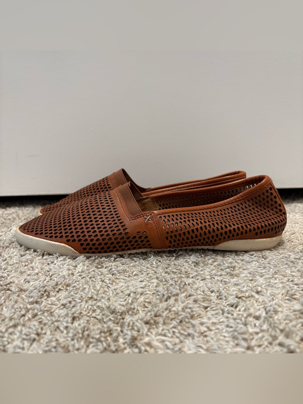 Frye Brown Perforated Slip-On Flats